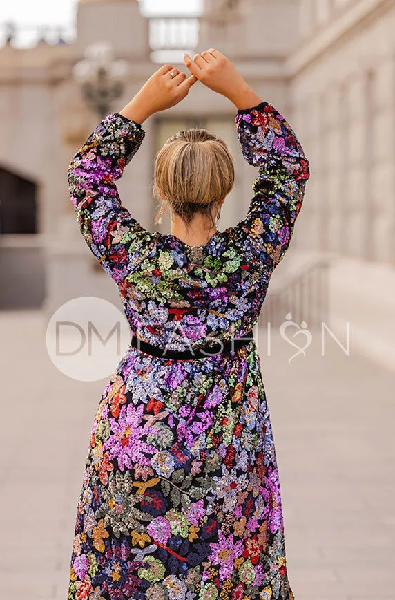 Danica Floral Sequin Dress - DM Exclusive - Maternity Friendly - Nursing Friendly