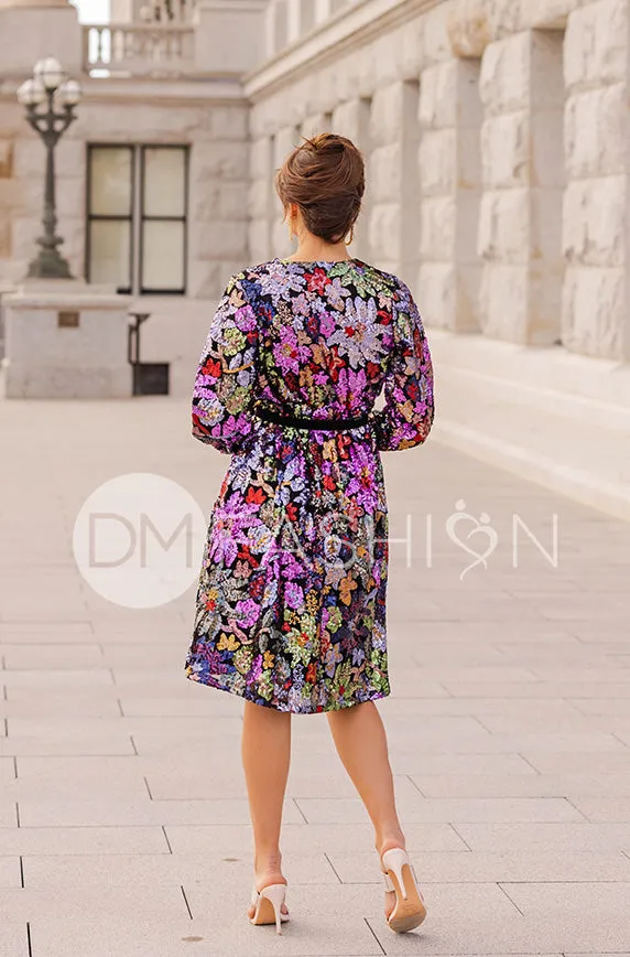 Danica Floral Sequin Dress - DM Exclusive - Maternity Friendly - Nursing Friendly