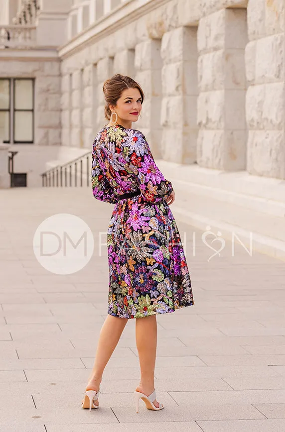 Danica Floral Sequin Dress - DM Exclusive - Maternity Friendly - Nursing Friendly