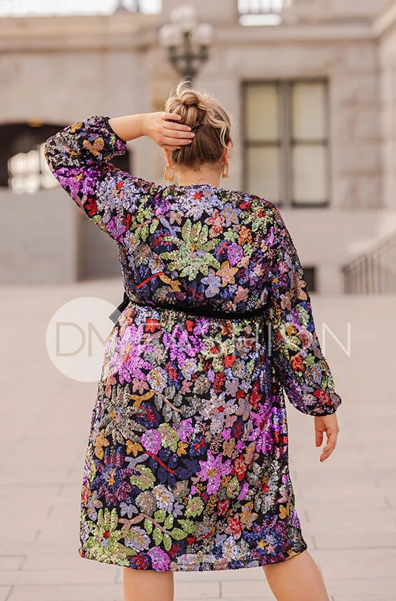 Danica Floral Sequin Dress - DM Exclusive - Maternity Friendly - Nursing Friendly