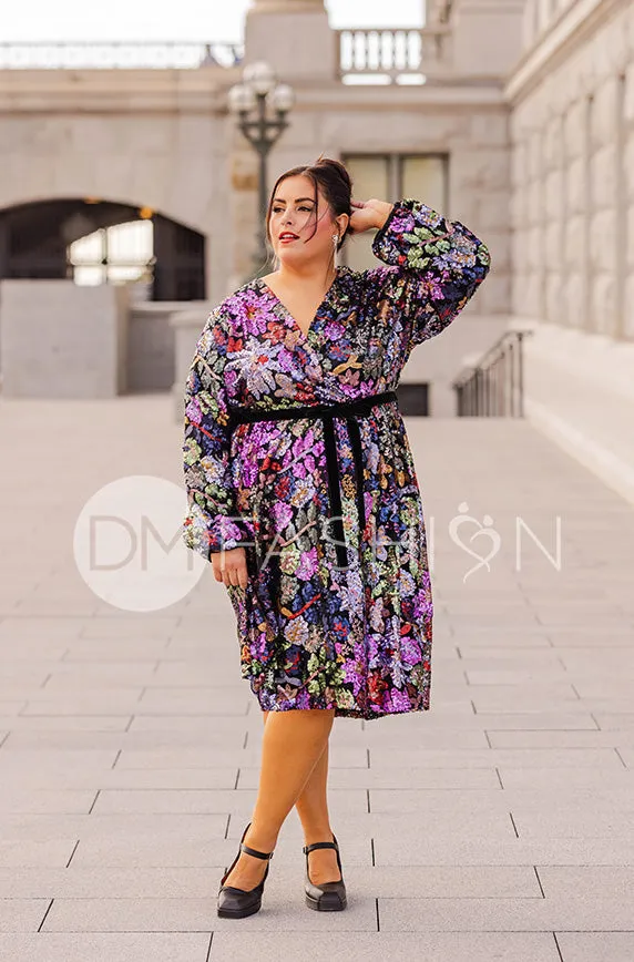 Danica Floral Sequin Dress - DM Exclusive - Maternity Friendly - Nursing Friendly