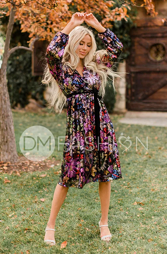 Danica Floral Sequin Dress - DM Exclusive - Maternity Friendly - Nursing Friendly