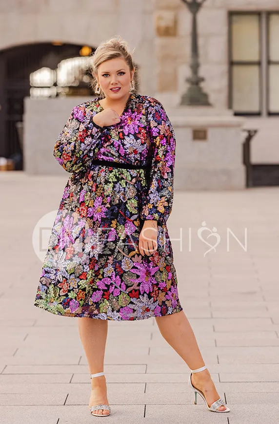 Danica Floral Sequin Dress - DM Exclusive - Maternity Friendly - Nursing Friendly