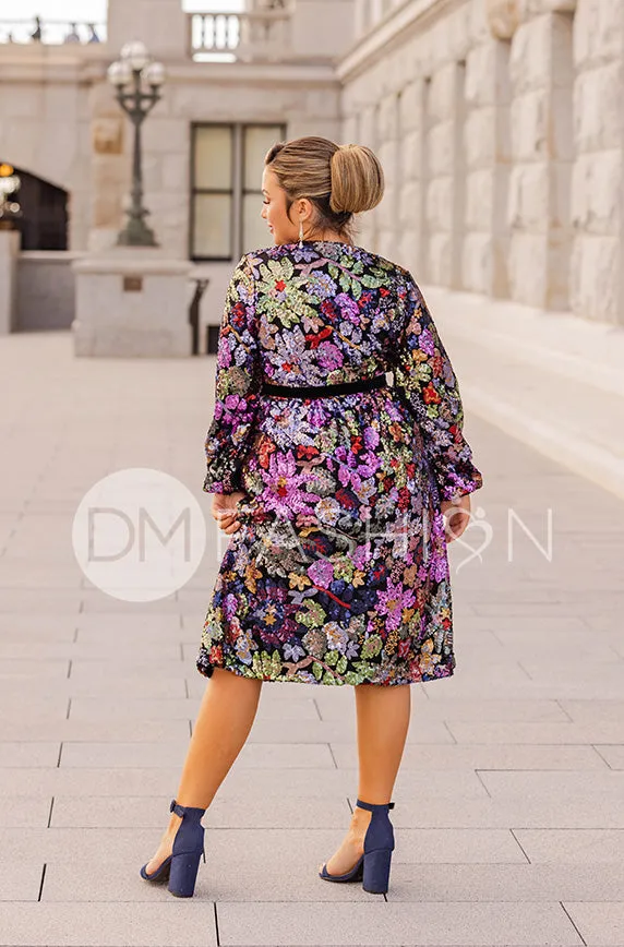 Danica Floral Sequin Dress - DM Exclusive - Maternity Friendly - Nursing Friendly