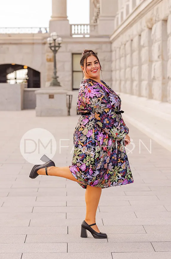 Danica Floral Sequin Dress - DM Exclusive - Maternity Friendly - Nursing Friendly