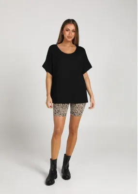 Demi Oversized Bamboo Box T-Shirt - Black