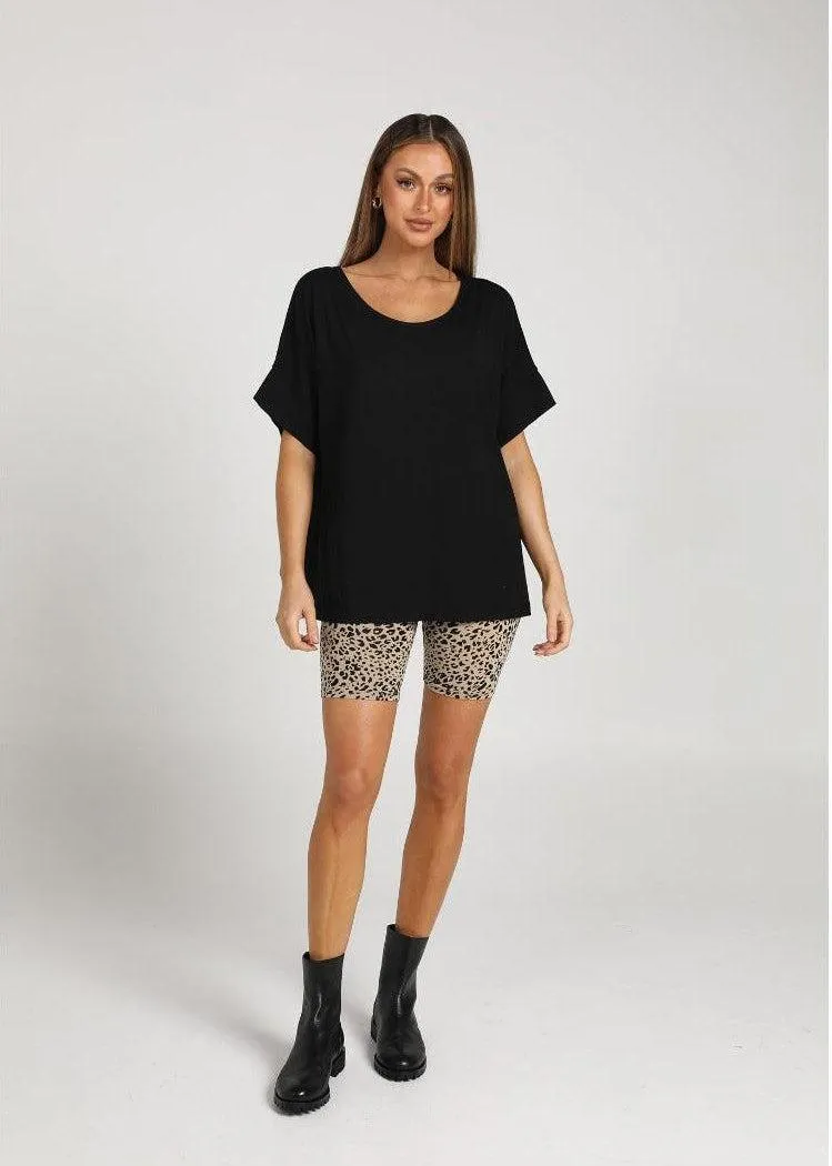 Demi Oversized Bamboo Box T-Shirt - Black