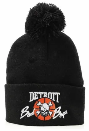 Detroit Bad Boys Cuffed Pom Beanie - Black