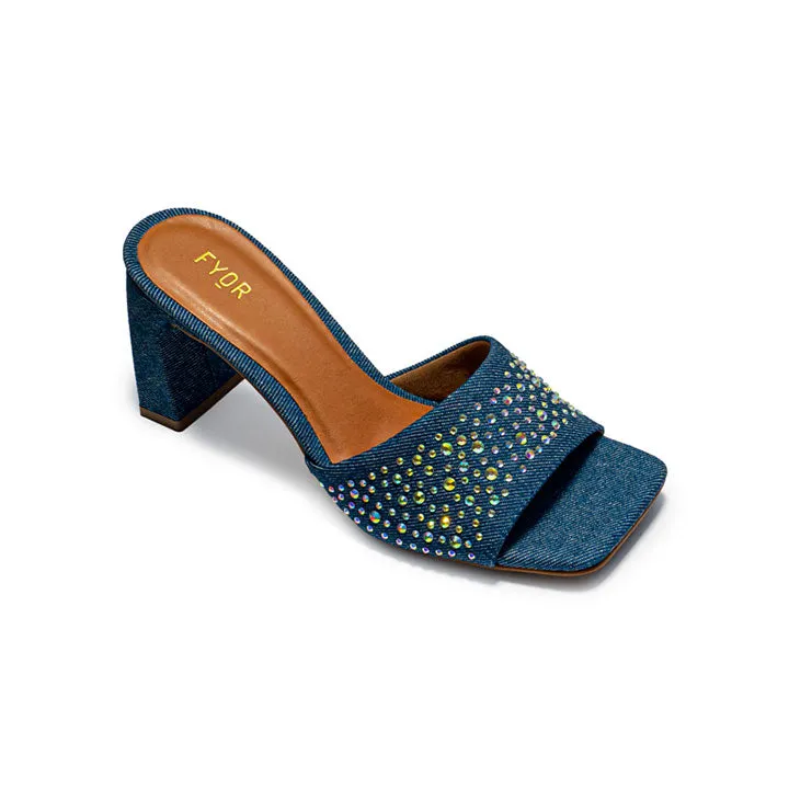 Diamante Denim Mule Sandal BVL 030