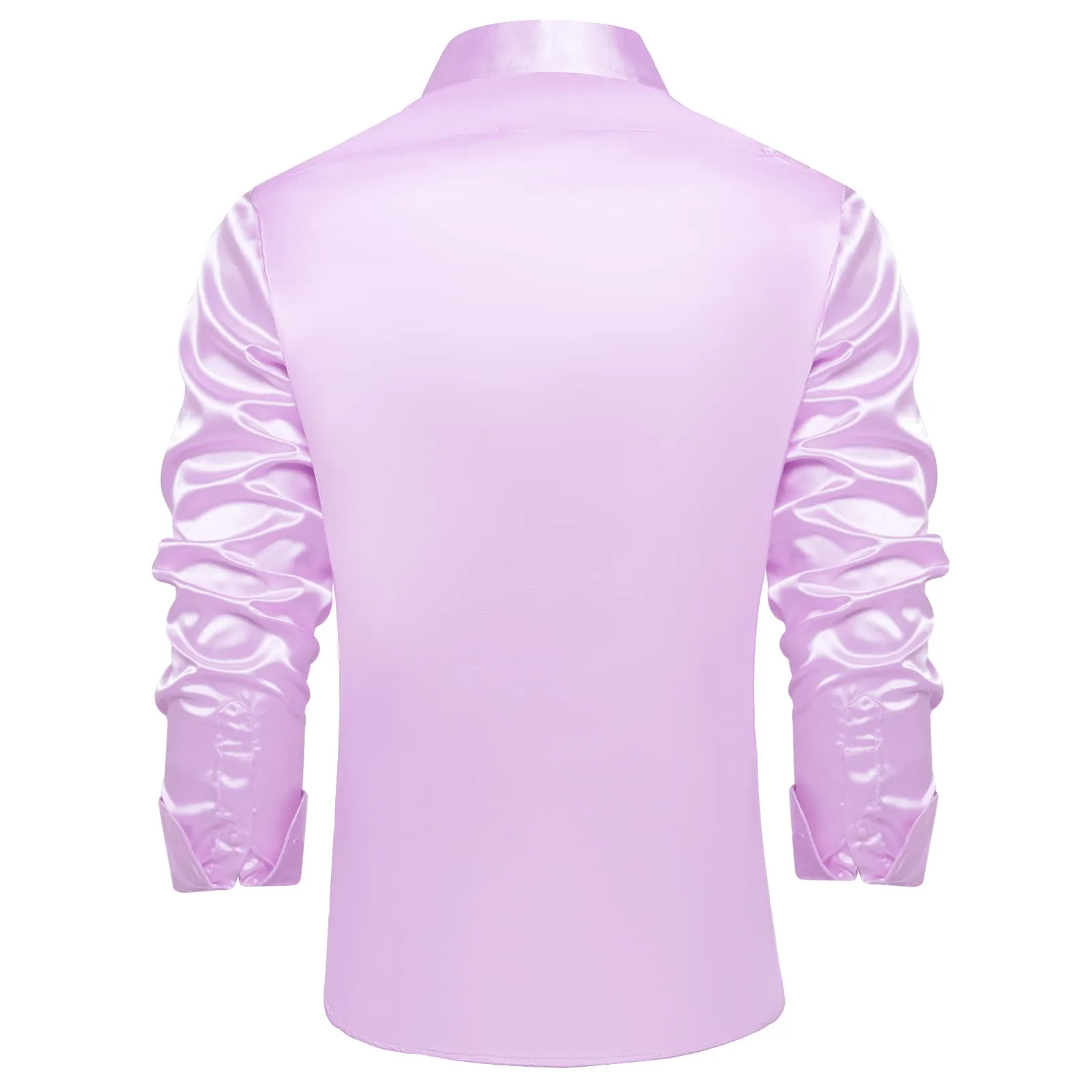 DiBanGu Long Sleeve Shirt Lavender Purple Solid Satin Mens Dress Shirt Top