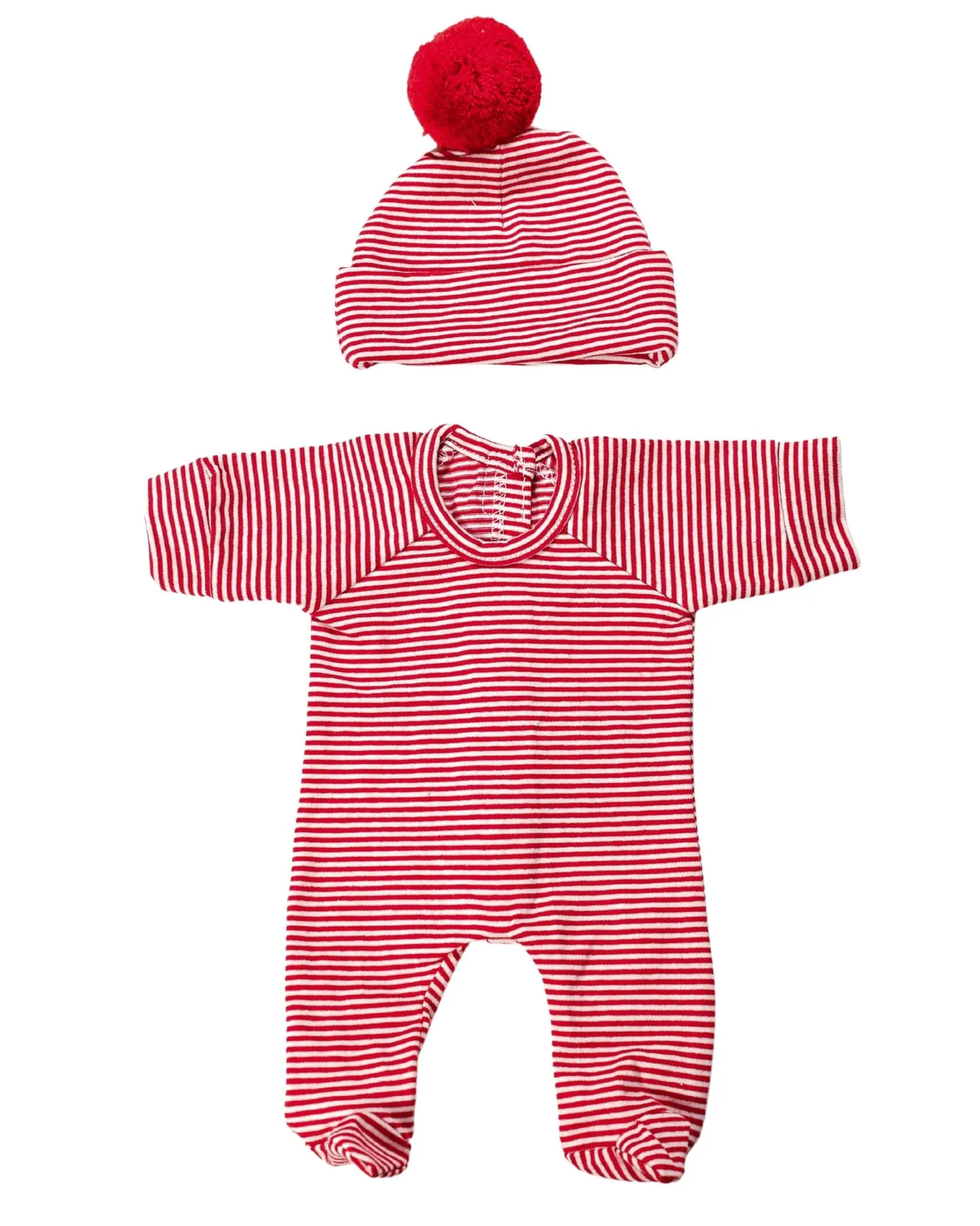 Dollie Footed Jumpsuit & Pom Pom Beanie Bundle | Winterberry Striped