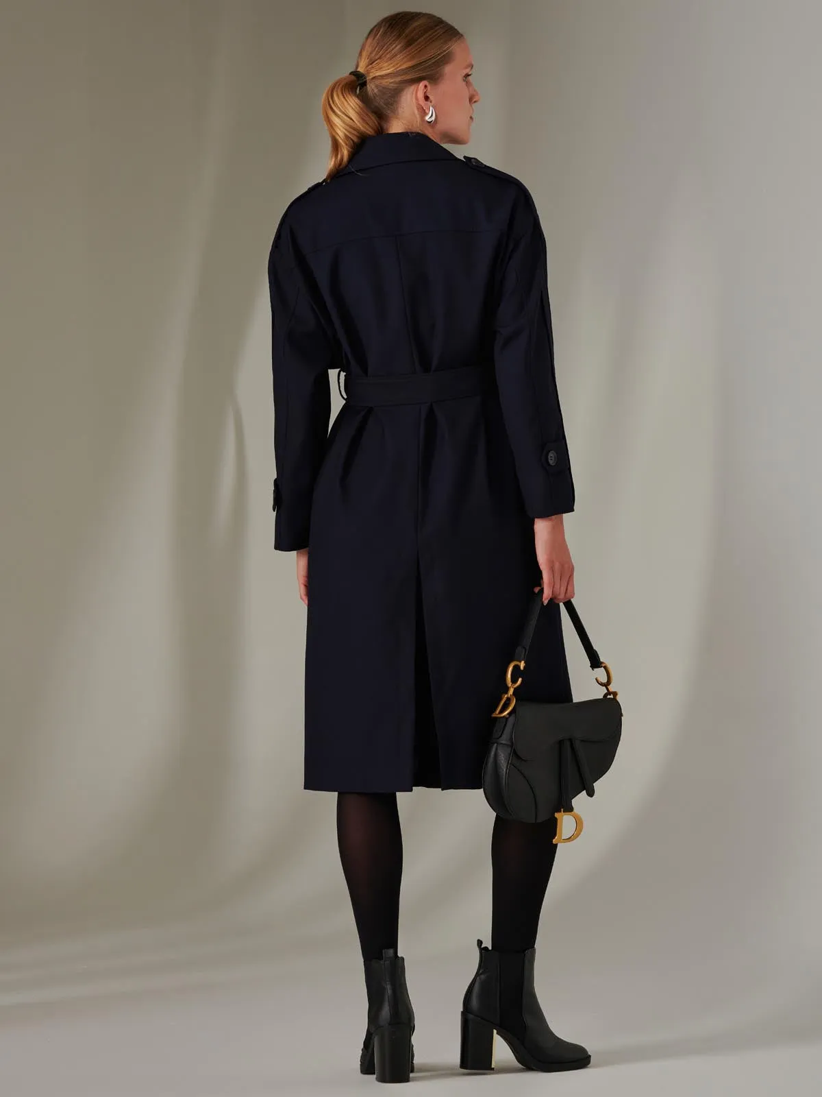 Double Breasted Trench Coat, Navy