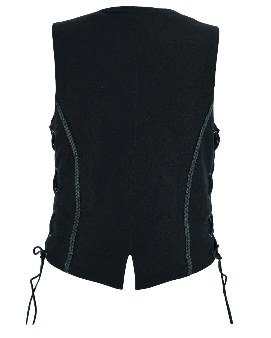 Dream Apparel Women's Black Denim Vest Conceal Carry Pockets