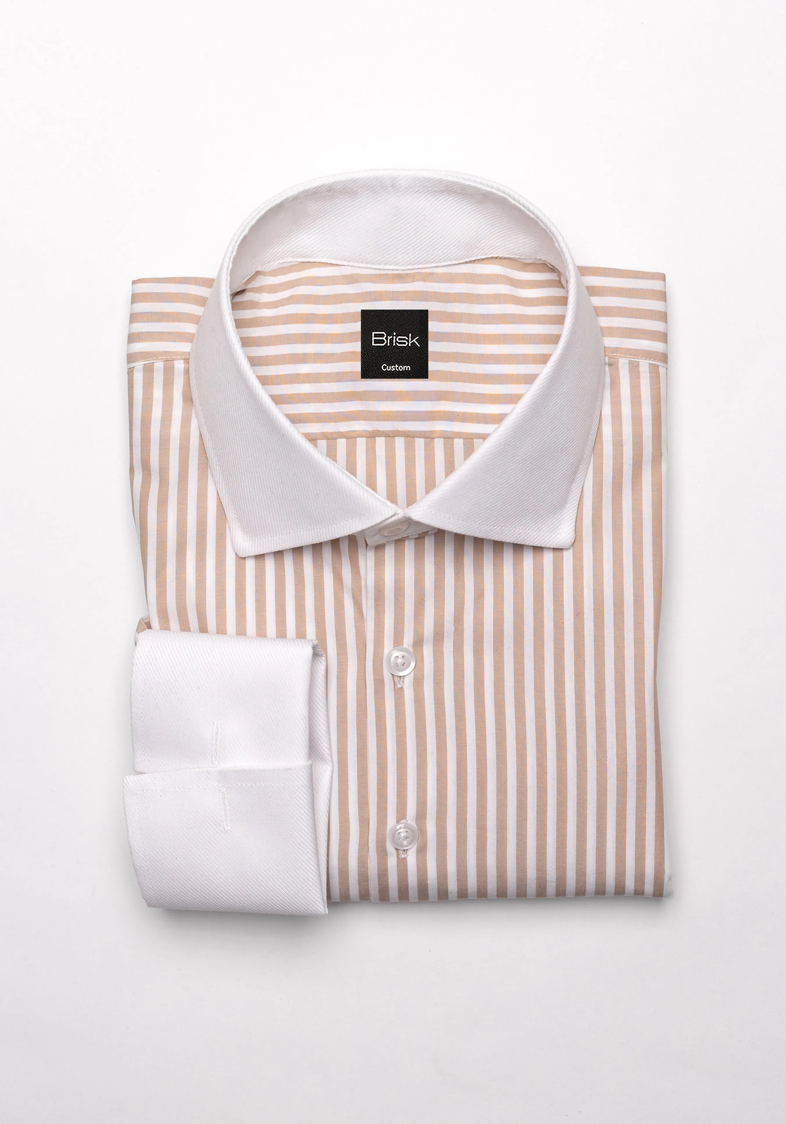 Egyptian Tan Bengal Stripes Shirt - Contrast Collar & French Cuffs