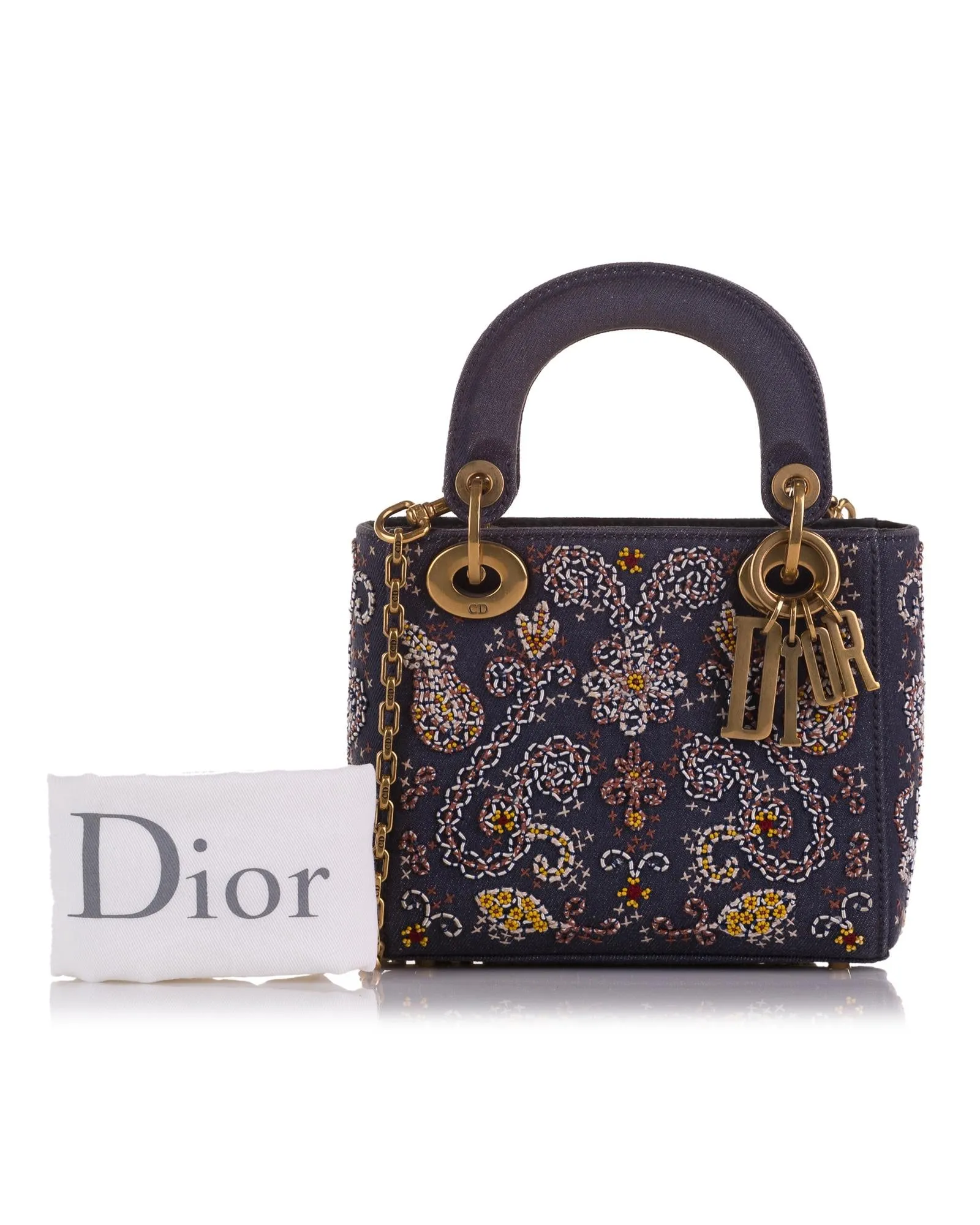 Embroidered Denim Lady Dior Bag