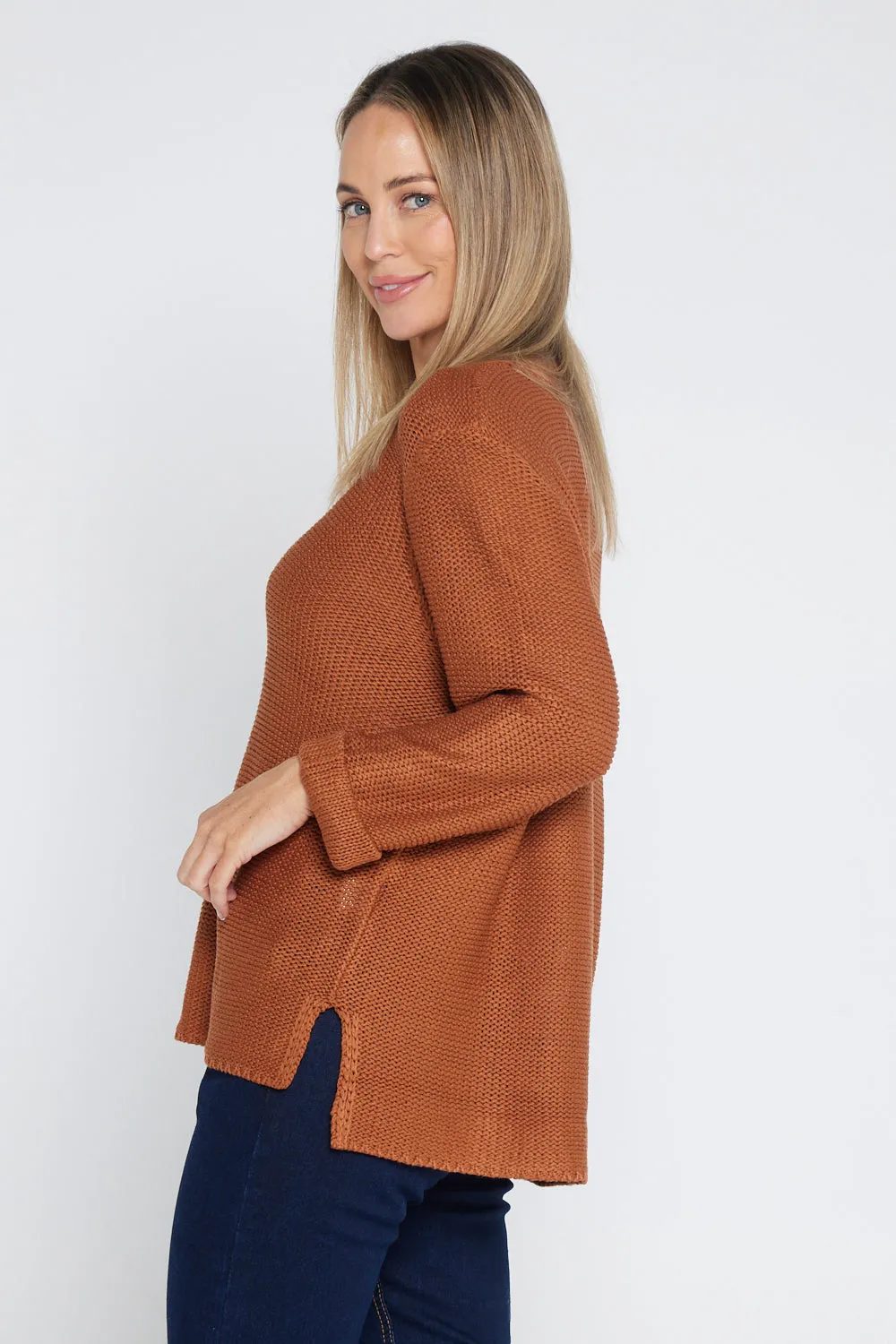 Emmy Cotton Knit Jumper - Brown