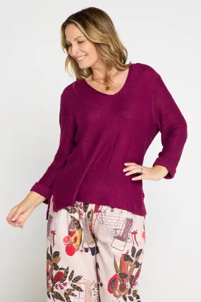 Emmy Cotton Knit Jumper - Plum