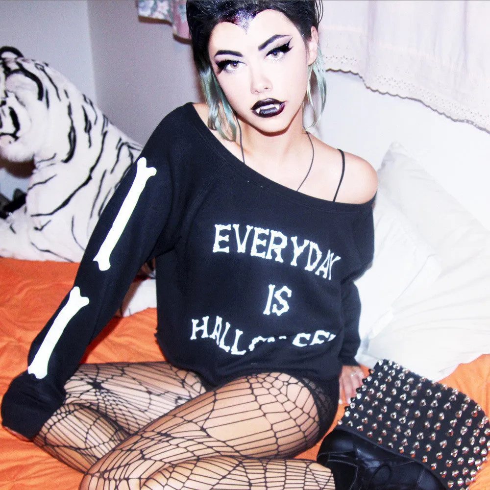 EVERDAY IS HALLOWEEN OFF THE SHOULDER SWEATSHIRT