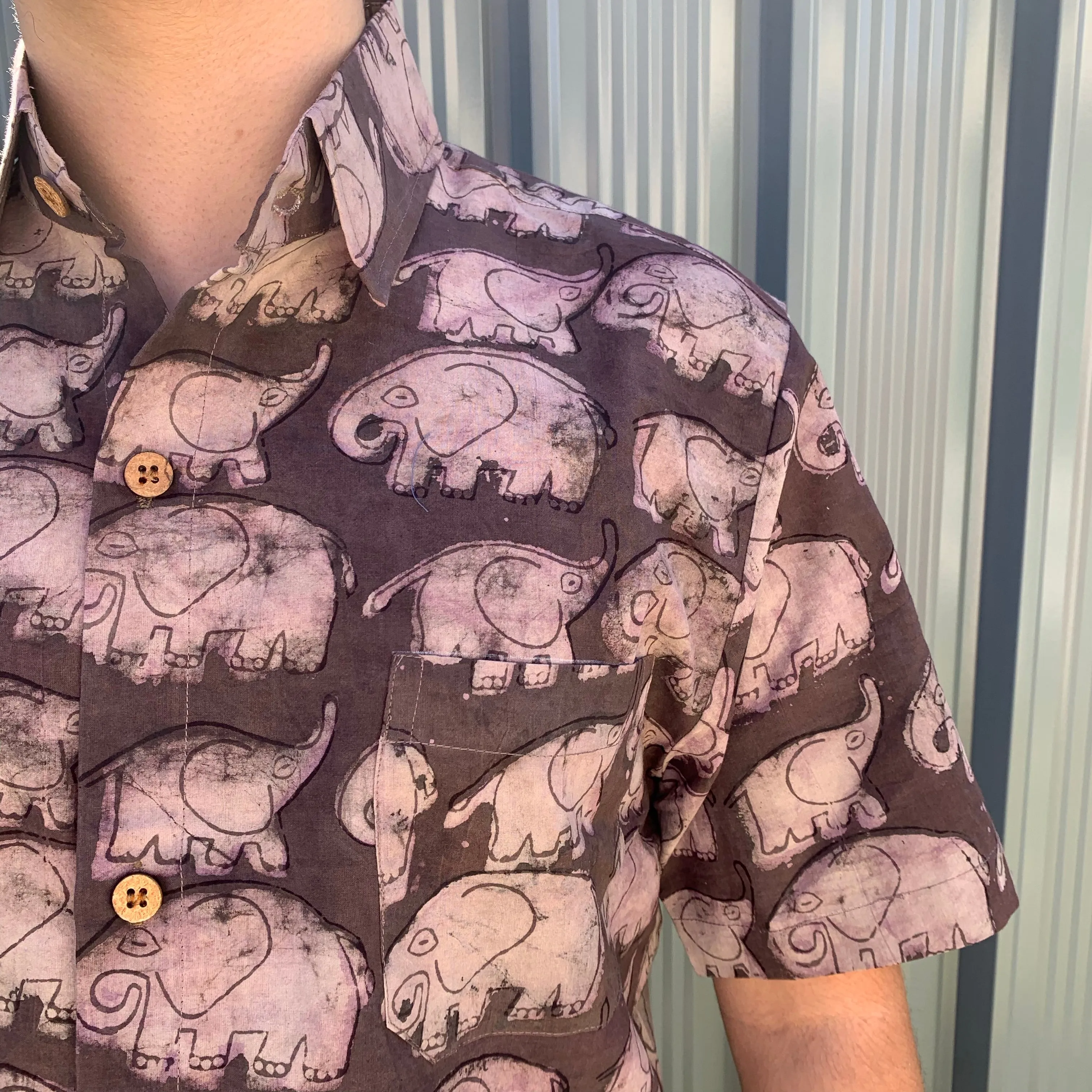 Fair Trade Ethical Mud Resistant Cotton Shirt in Elephant Design