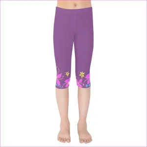 Floral Kids in Purple 2 Kids Capri Leggings