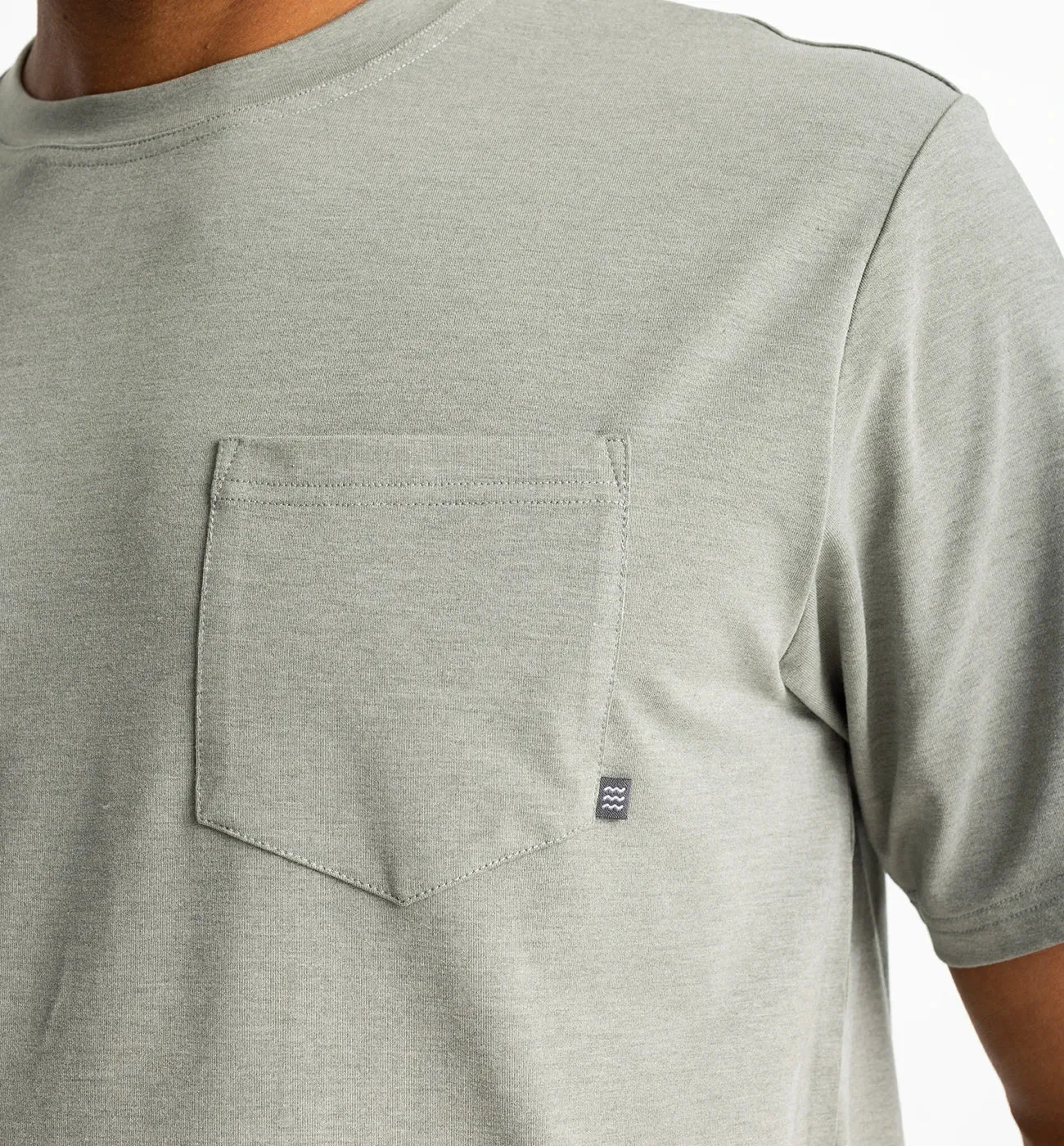 Free Fly Men's Bamboo Flex Pocket Tee in Heather Agave Green