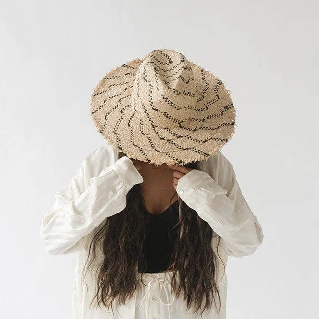 Gemma Wide Brim Straw: Size S/M 57 / Natural-Black