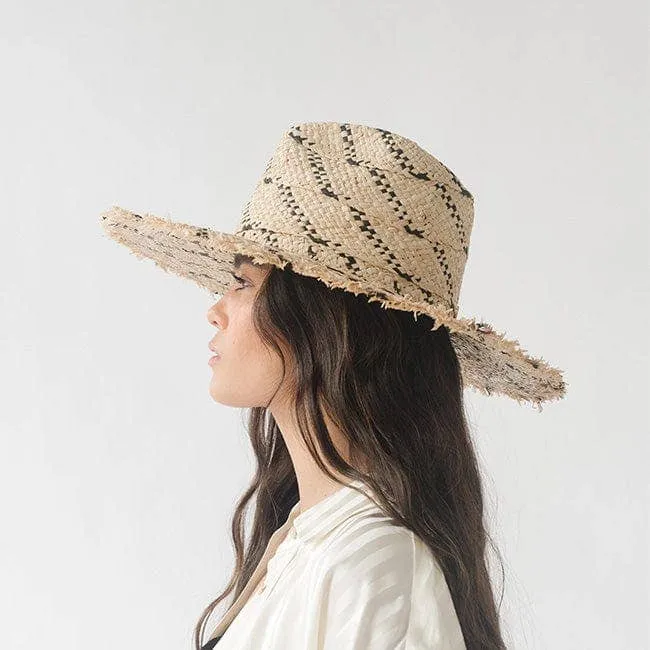 Gemma Wide Brim Straw: Size S/M 57 / Natural-Black