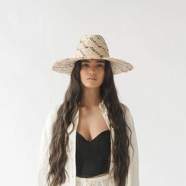 Gemma Wide Brim Straw: Size S/M 57 / Natural-Black