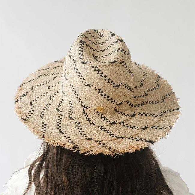 Gemma Wide Brim Straw: Size S/M 57 / Natural-Black