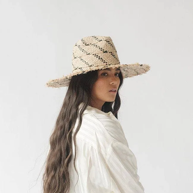 Gemma Wide Brim Straw: Size S/M 57 / Natural-Black