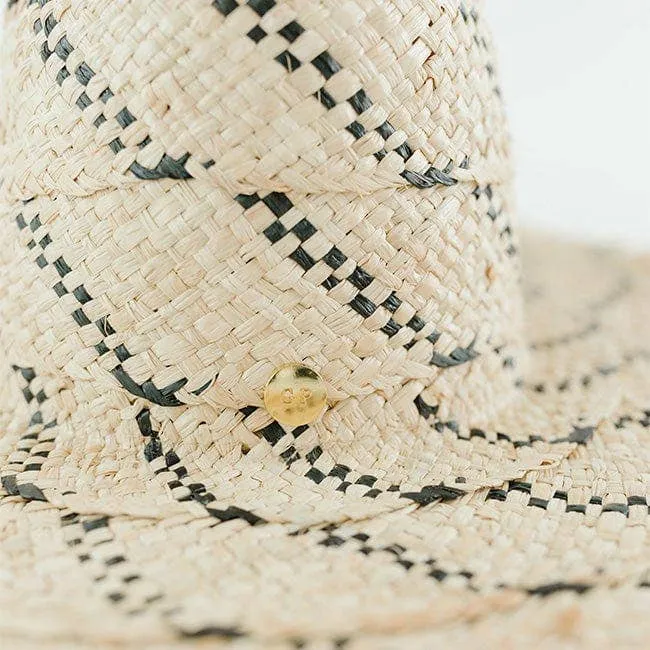 Gemma Wide Brim Straw: Size S/M 57 / Natural-Black