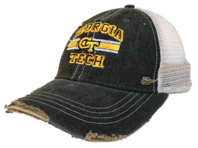 Georgia Tech Yellow Jackets Retro Brand Brown Worn Mesh Vintage Adj Snap Hat Cap