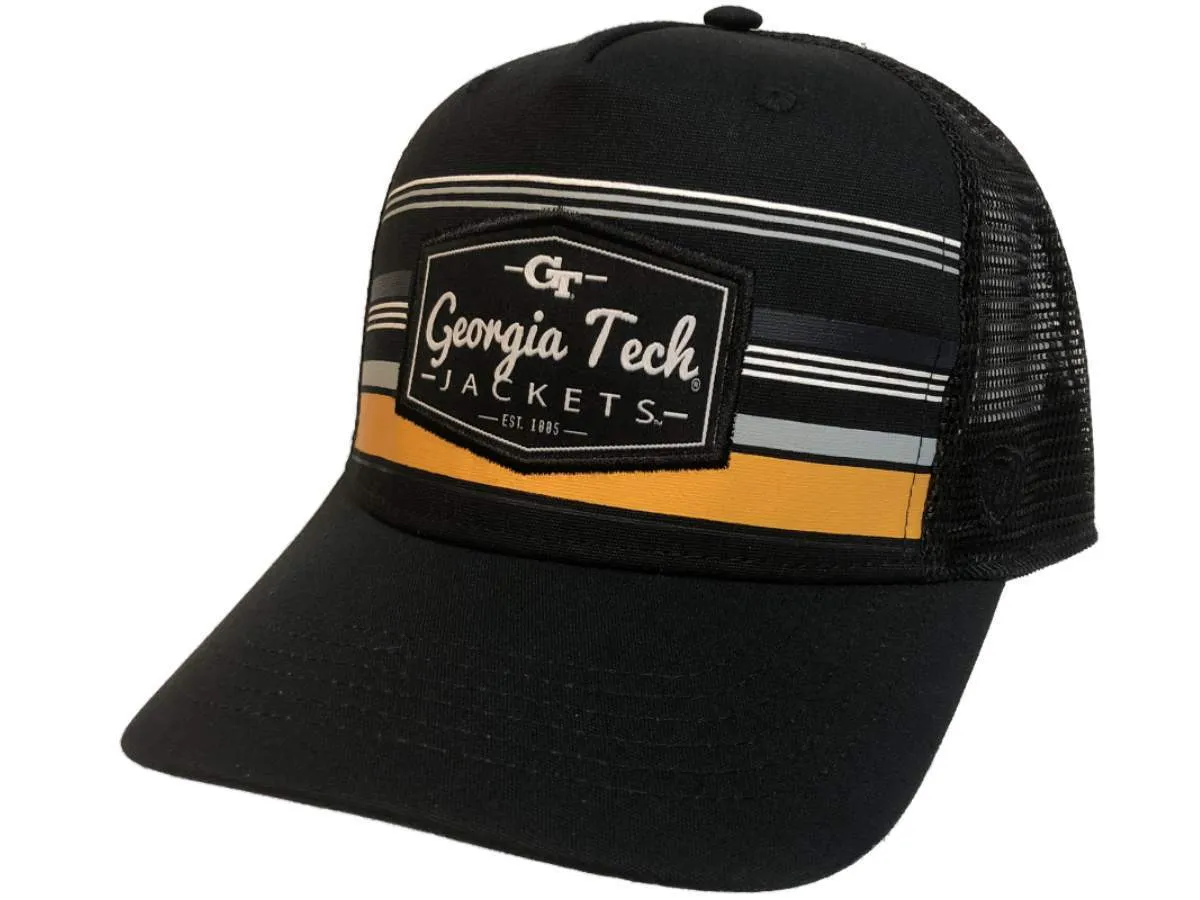 Georgia Tech Yellow Jackets TOW Black "Route" Mesh Adj. Snapback Hat Cap