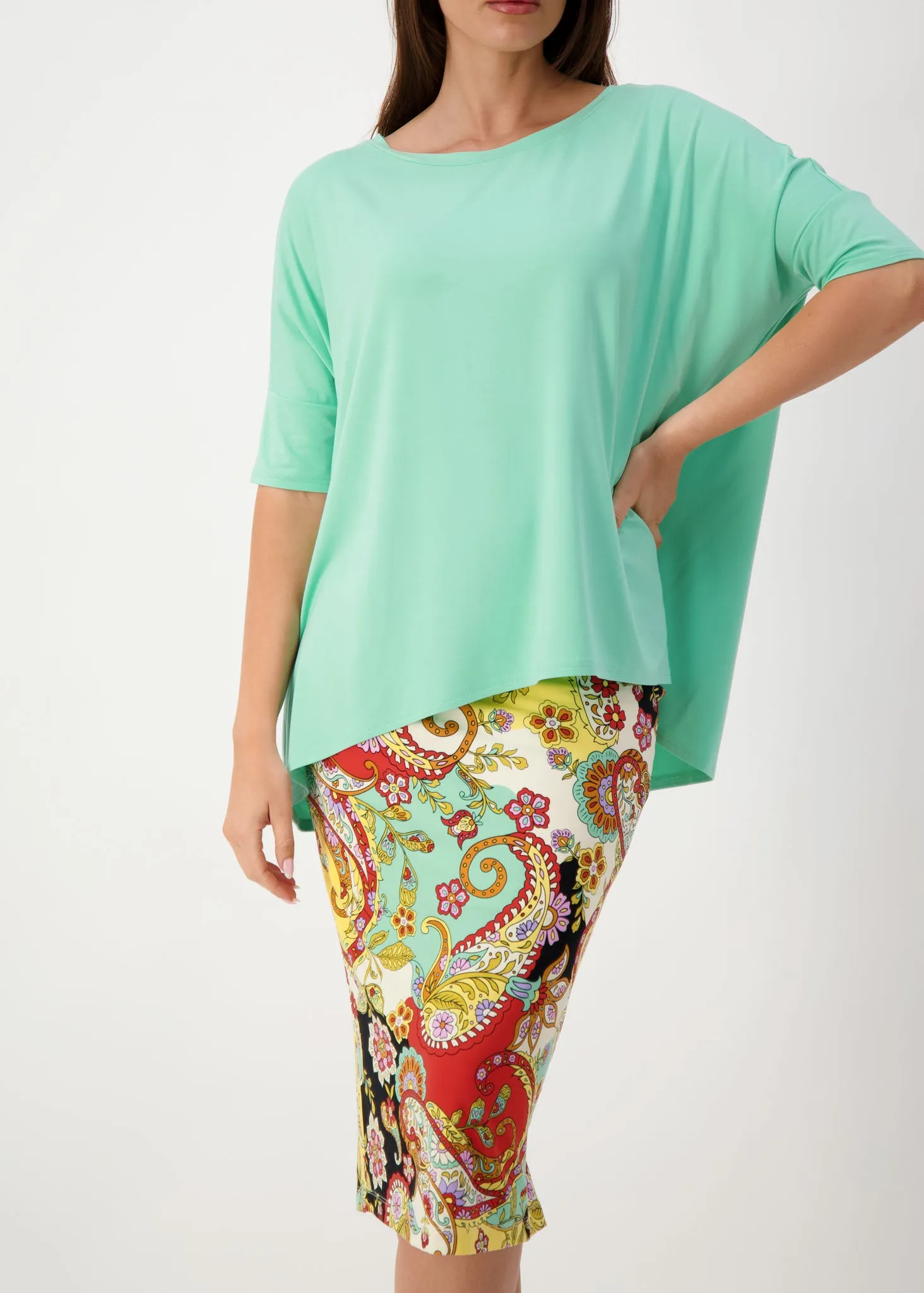 Gina Oversized Slouch Bamboo T-Shirt - Turquoise