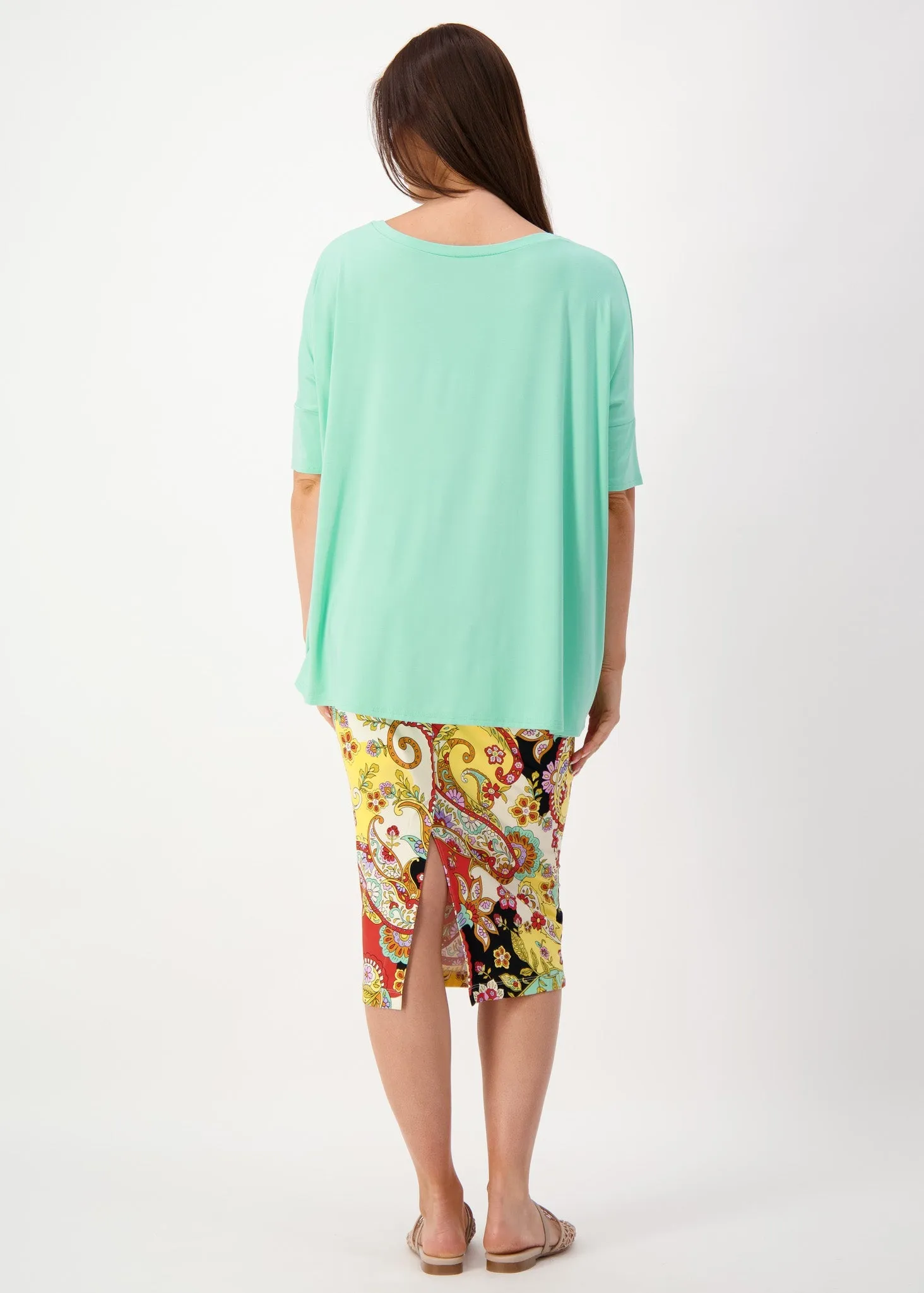 Gina Oversized Slouch Bamboo T-Shirt - Turquoise