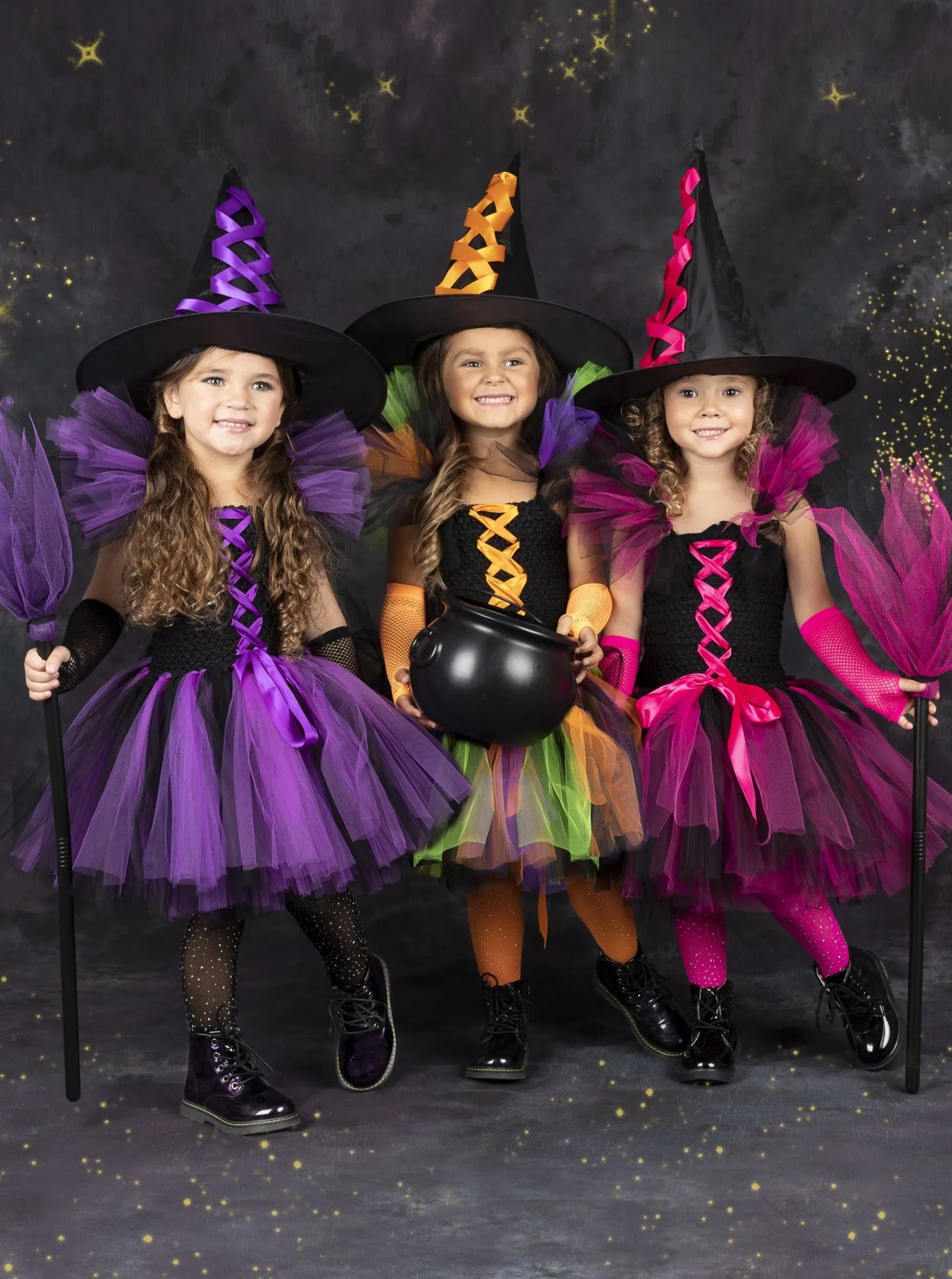 Girls Deluxe Witch Trio Tutu Costume Dress