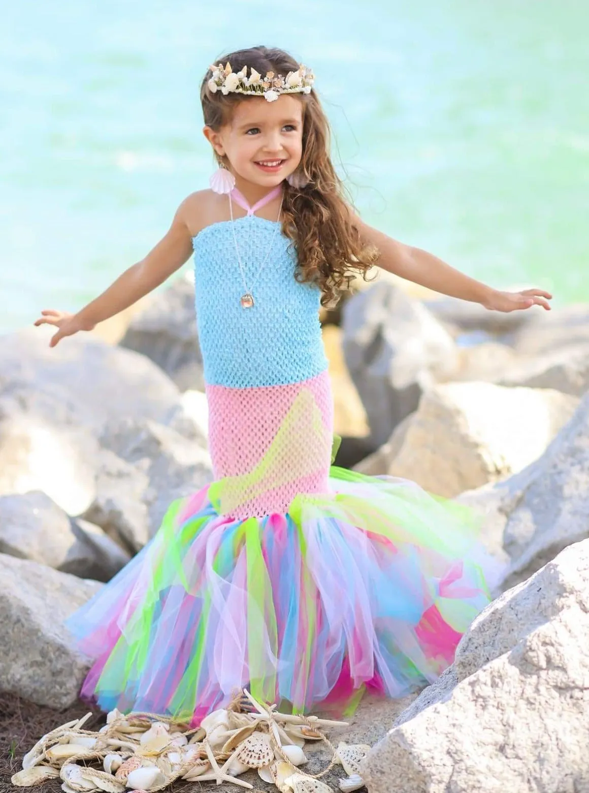 Girls Hand-Tailored Mermaid Tutu Costume Dress