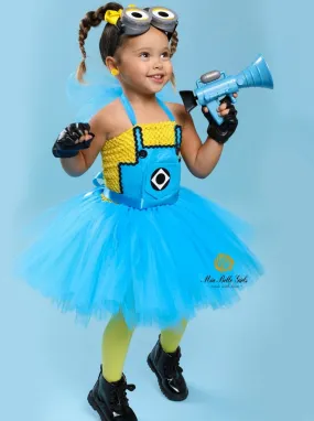 Girls Playful Yellow Minion Tutu Dress Costume