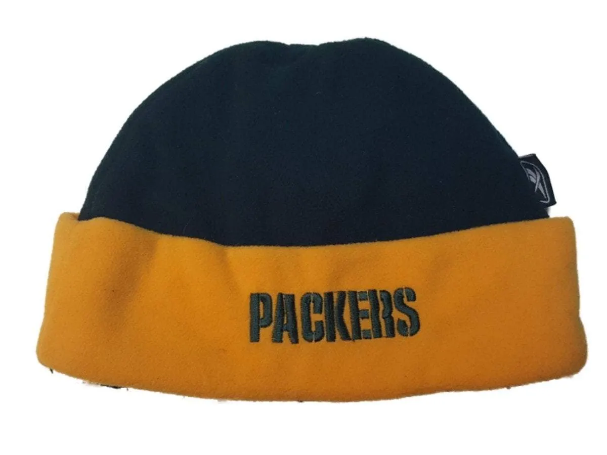 Green Bay Packers Reebok YOUTH Boy's Green Yellow Cuffed Skull Beanie Hat Cap