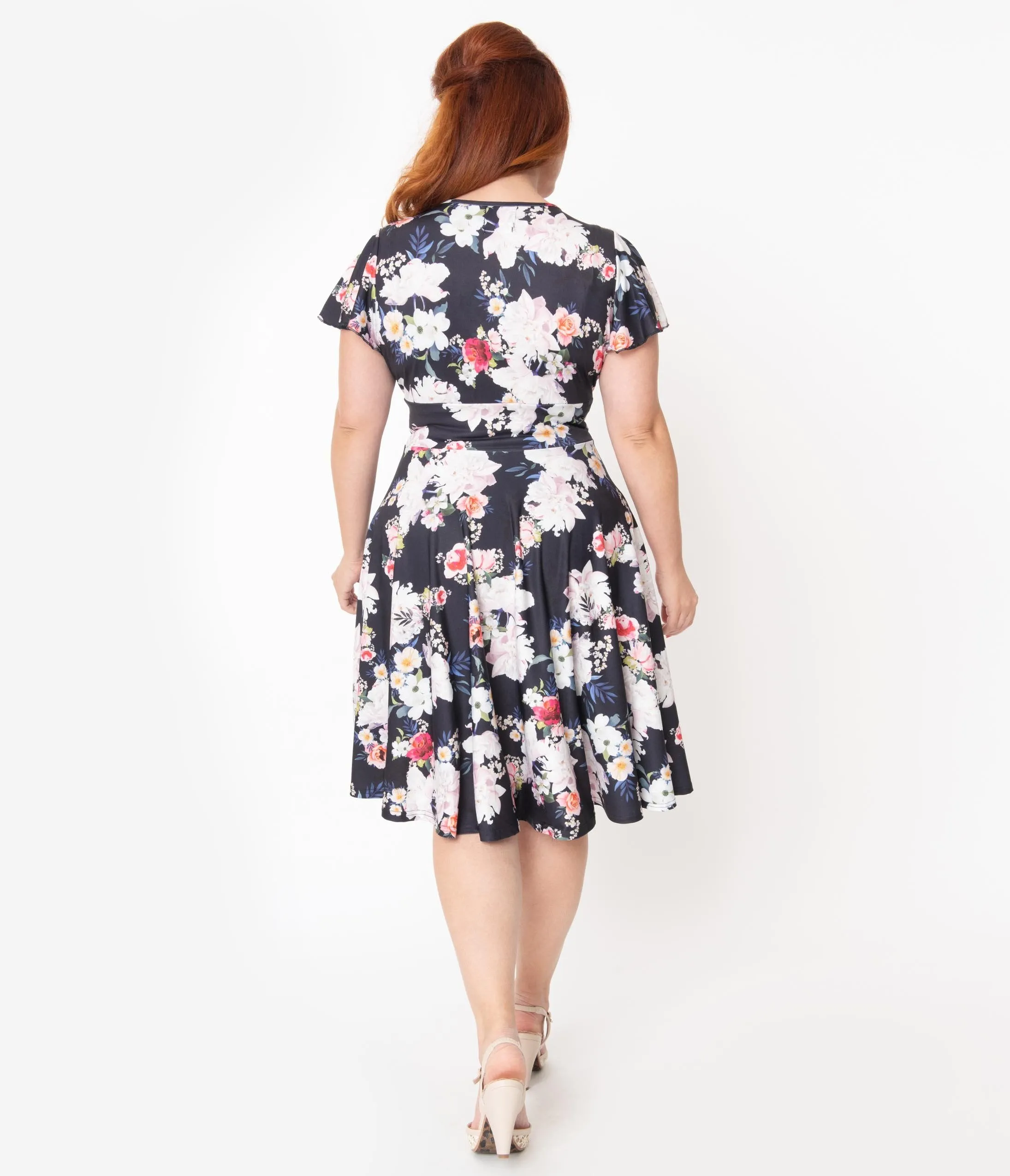 Hell Bunny Plus Size Navy Blue Floral Print Tussy Mussy Dress