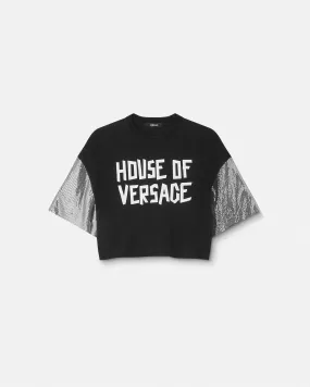 House of Versace Metal Mesh Crop T-Shirt