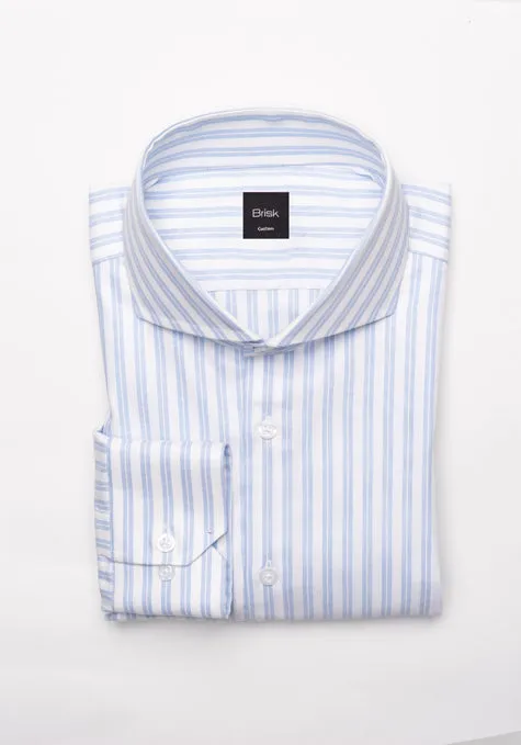 Ice Dual Blue Structured Stripes Shirt - Wrinkle Resistant