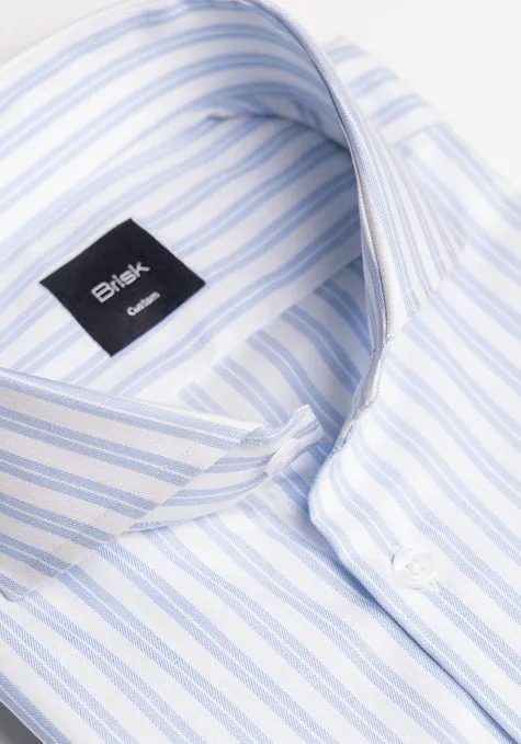 Ice Dual Blue Structured Stripes Shirt - Wrinkle Resistant