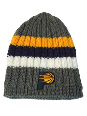 Indiana Pacers Adidas Gray Navy Yellow Striped Acrylic Knit Skull Beanie Hat Cap