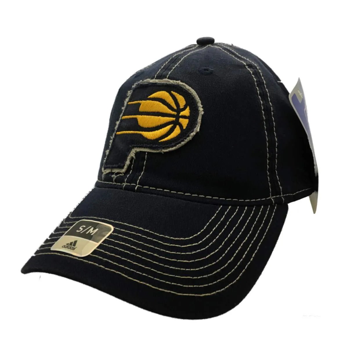 Indiana Pacers Adidas SuperFlex Navy Relaxed Style Fitted Baseball Hat Cap (S/M)