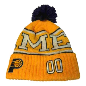 Indiana Pacers Adidas Yellow "Name" #00 Cuffed Beanie Hat Cap with Poof