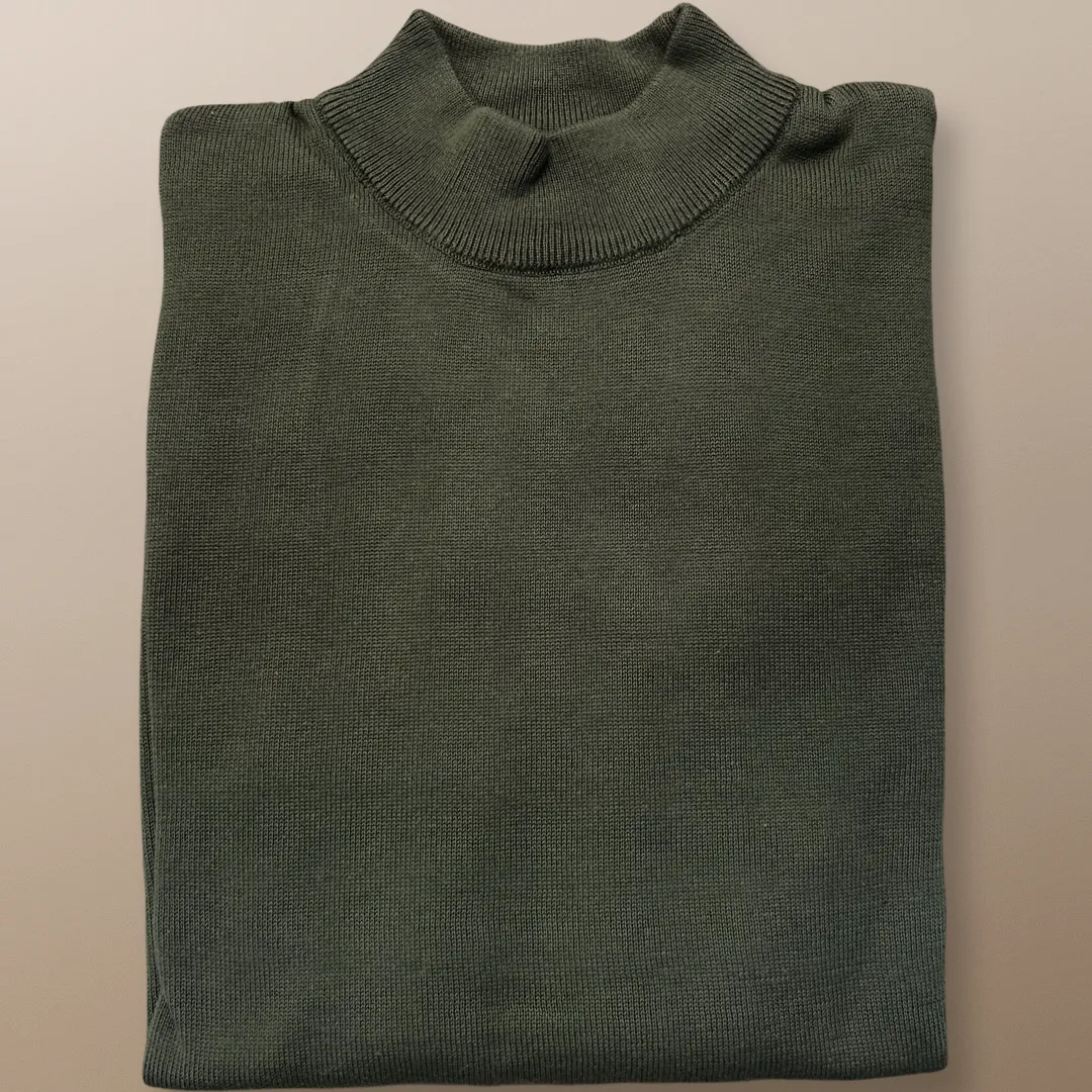 Inserch Cotton Blend Mock Neck Sweater Olive 4308-00019