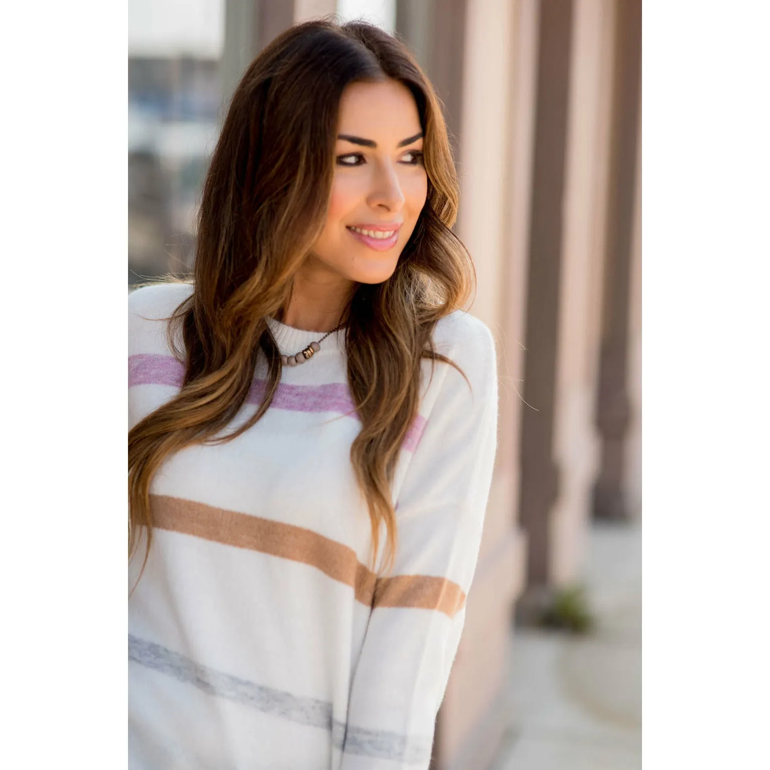 Ivory Chic & Stylish Striped Sweater