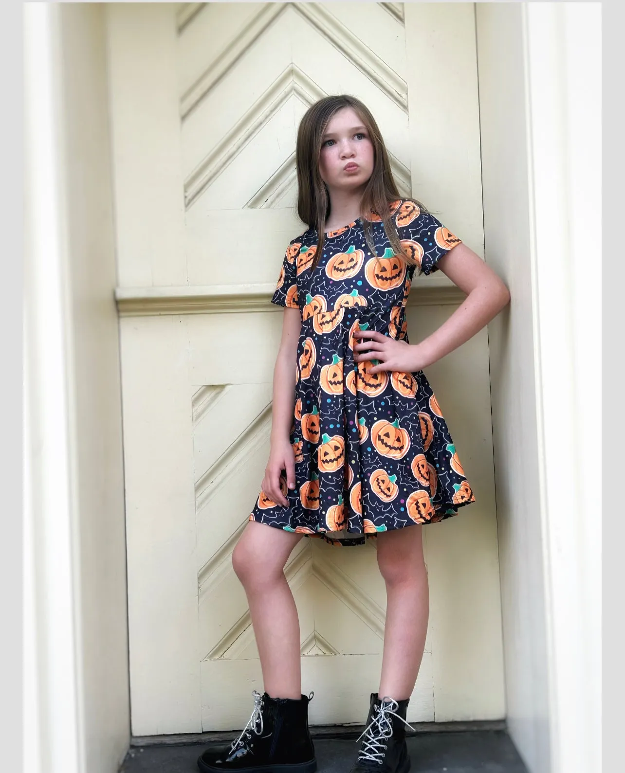 Jack O Lantern twirl dress