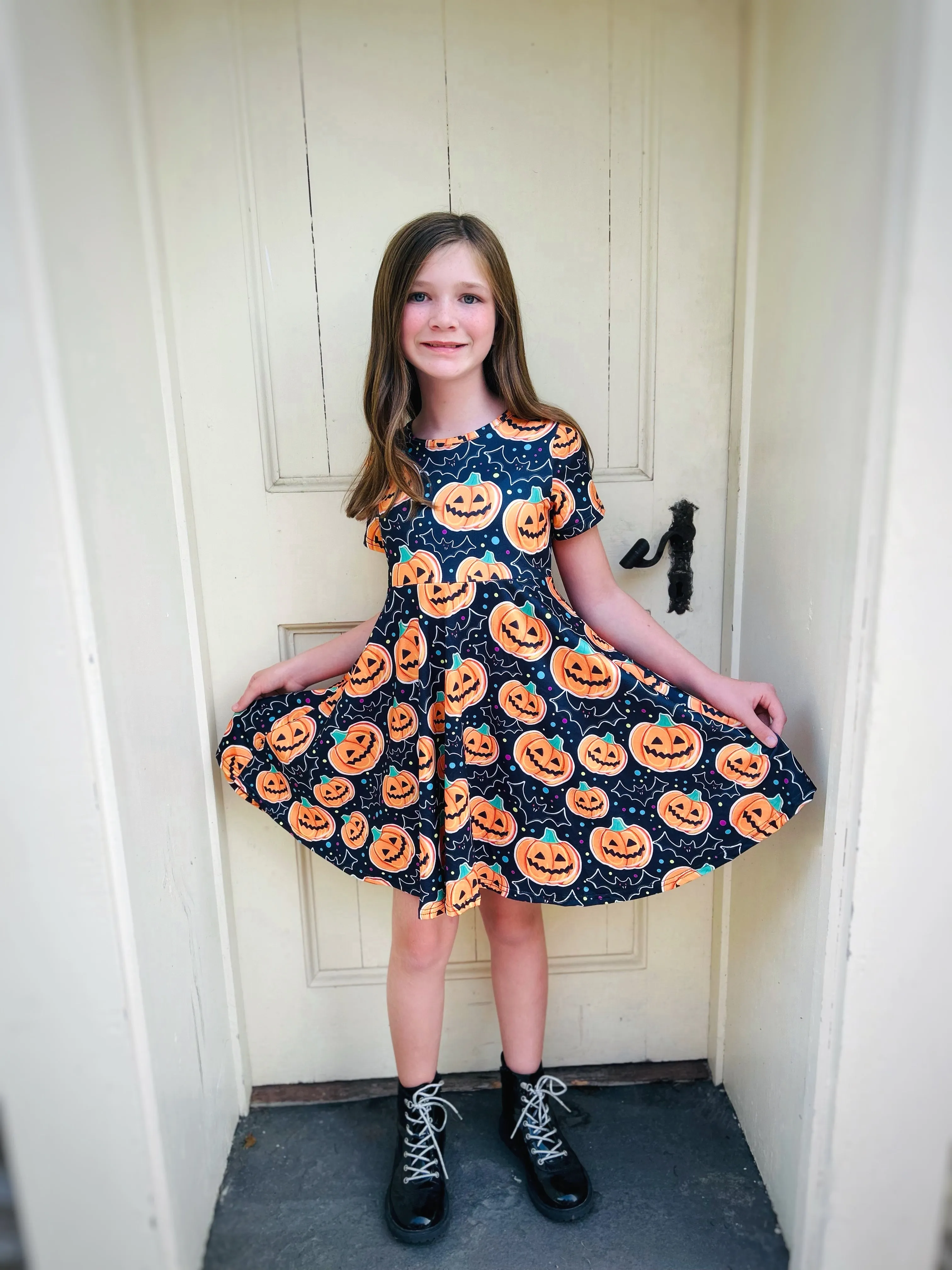 Jack O Lantern twirl dress